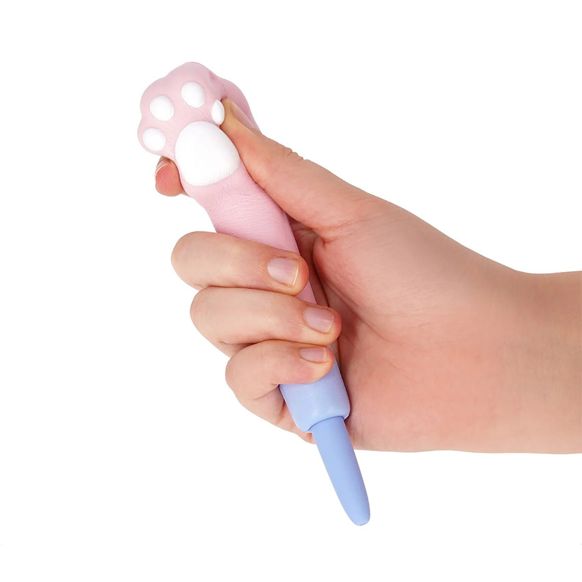 Stylo antistress à encre gel bleue Squeezies chat 