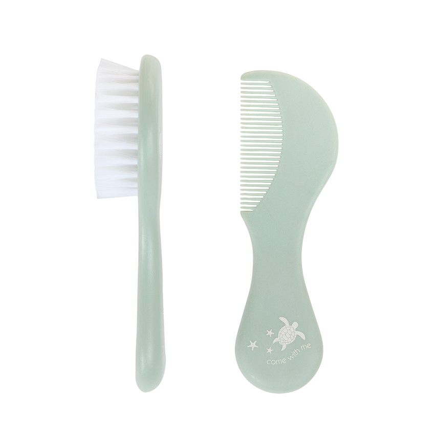 Set de coiffure brosse et peigne vert 
