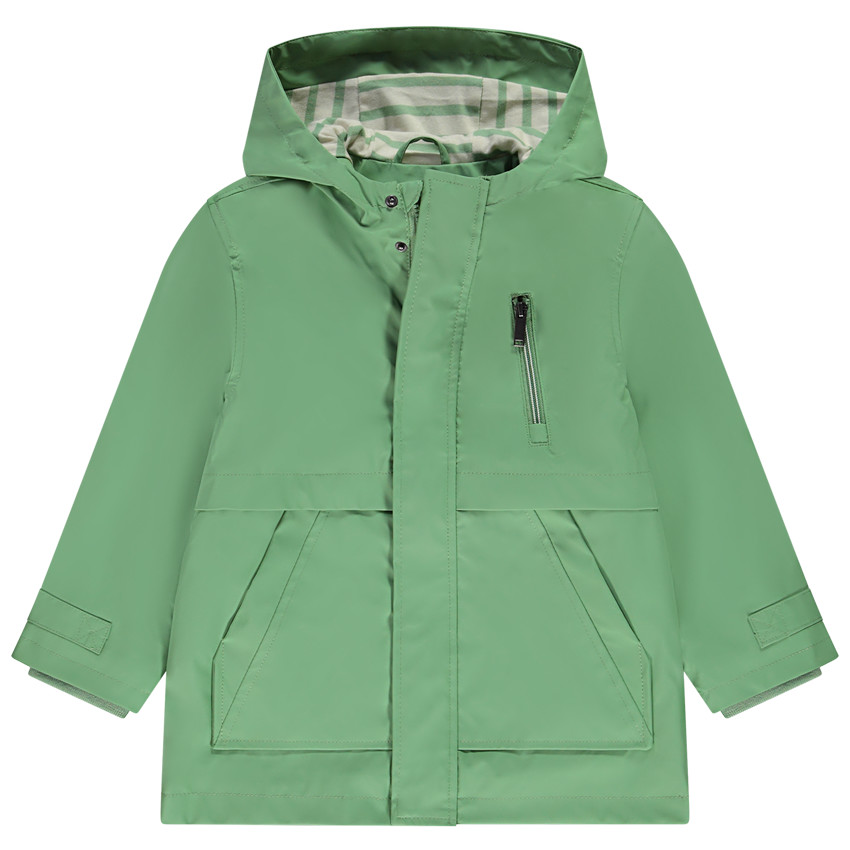 Parka gomme déperlante à doublure rayée pour garçon 
