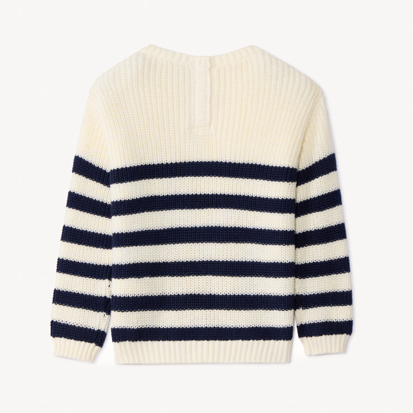 Pull tricot côte marinière avec cœur brodé pour bébé fille 