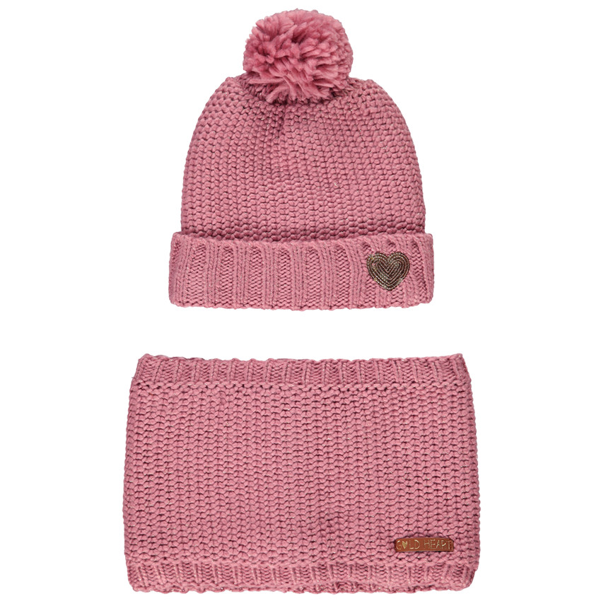 Ensemble bonnet et snood en tricot pour enfant fille