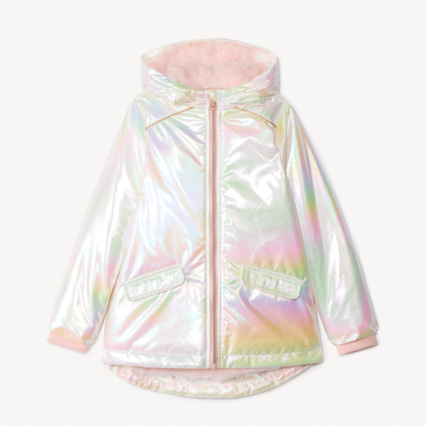 Coupe-vent iridescent doublé sherpa duveteux pour fille 