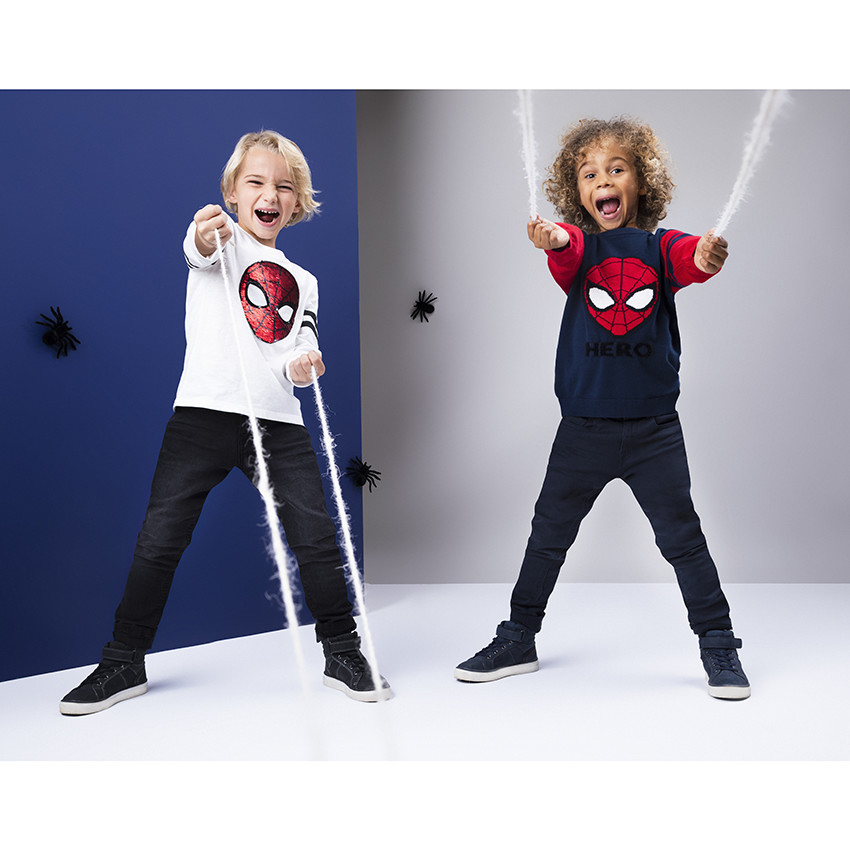 T-shirt manches longues motif Spiderman en sequins pour enfant garçon 
