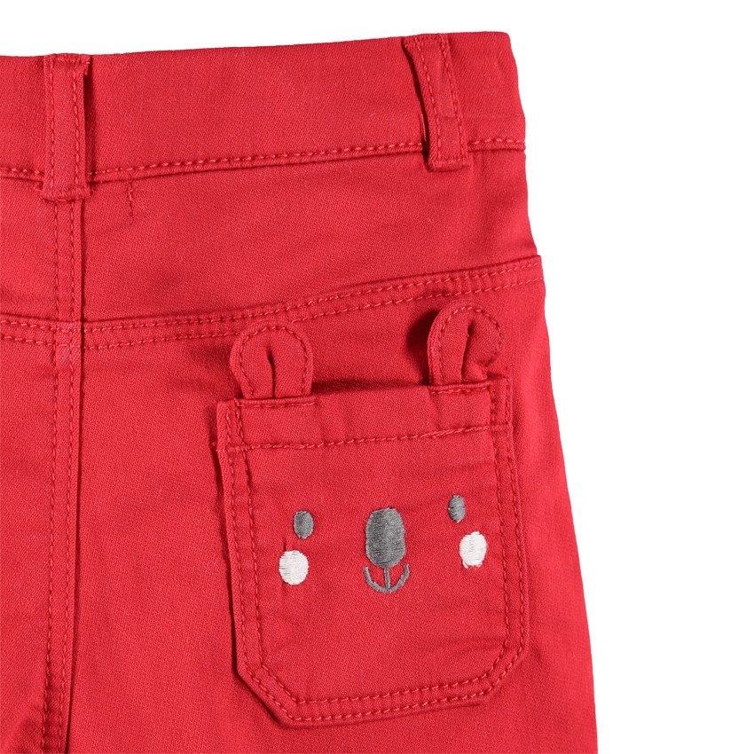 Pantalon rouge uni à poche motif koala Main Pantalon rouge uni à poche motif koala