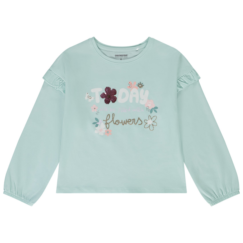 T-shirt manches longues fantaisie à sequins magiques pour fille