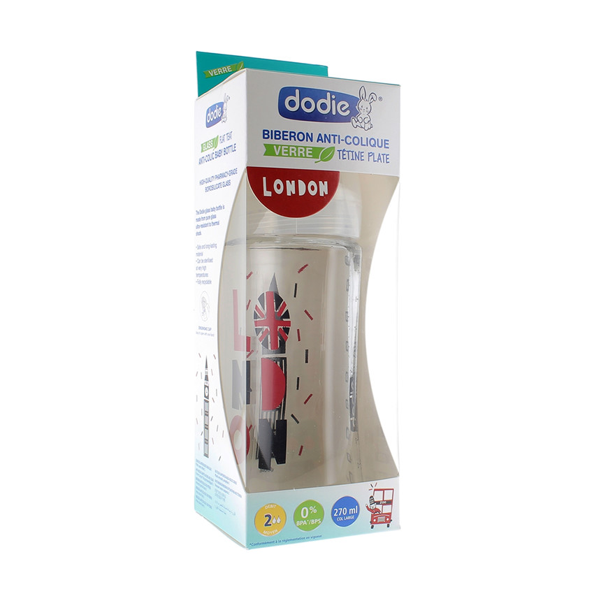 Biberon anti-colique en verre Sensation+ 270ml 0-6 mois - London 