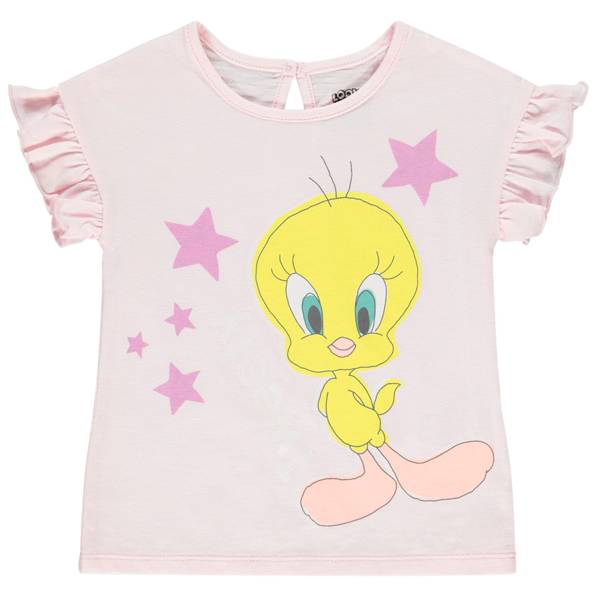 T-shirt manches courtes volantées print Titi pour bébé fille