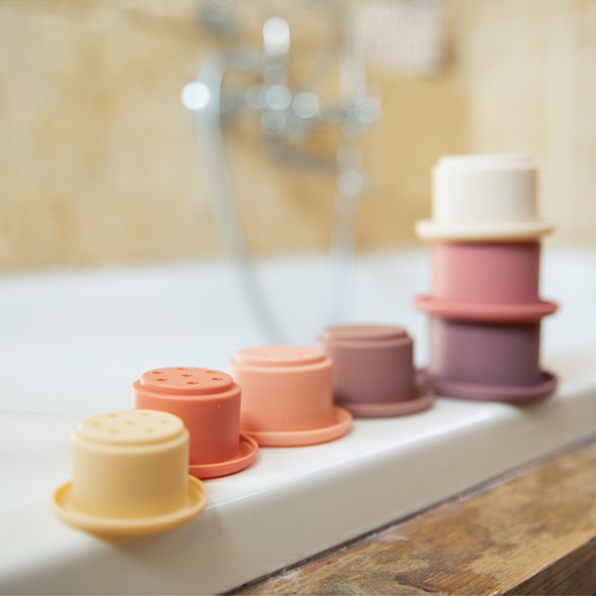 Pots empilables en silicone avec perforations Lovely Pink 