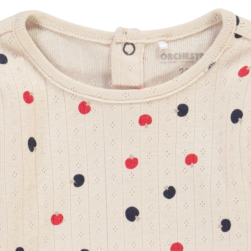 T-shirt manches longues en maille pointelle coton pour bébé fille 