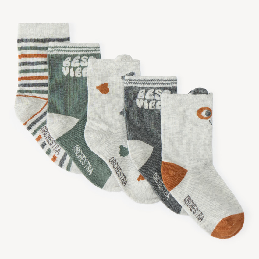 Lot de 5 paires de chaussettes bébé garçon à motifs fantaisie