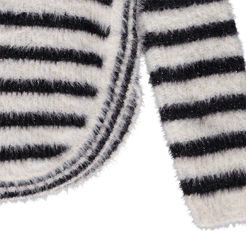 Pull en tricot rayé effet fourrure pour fille 
