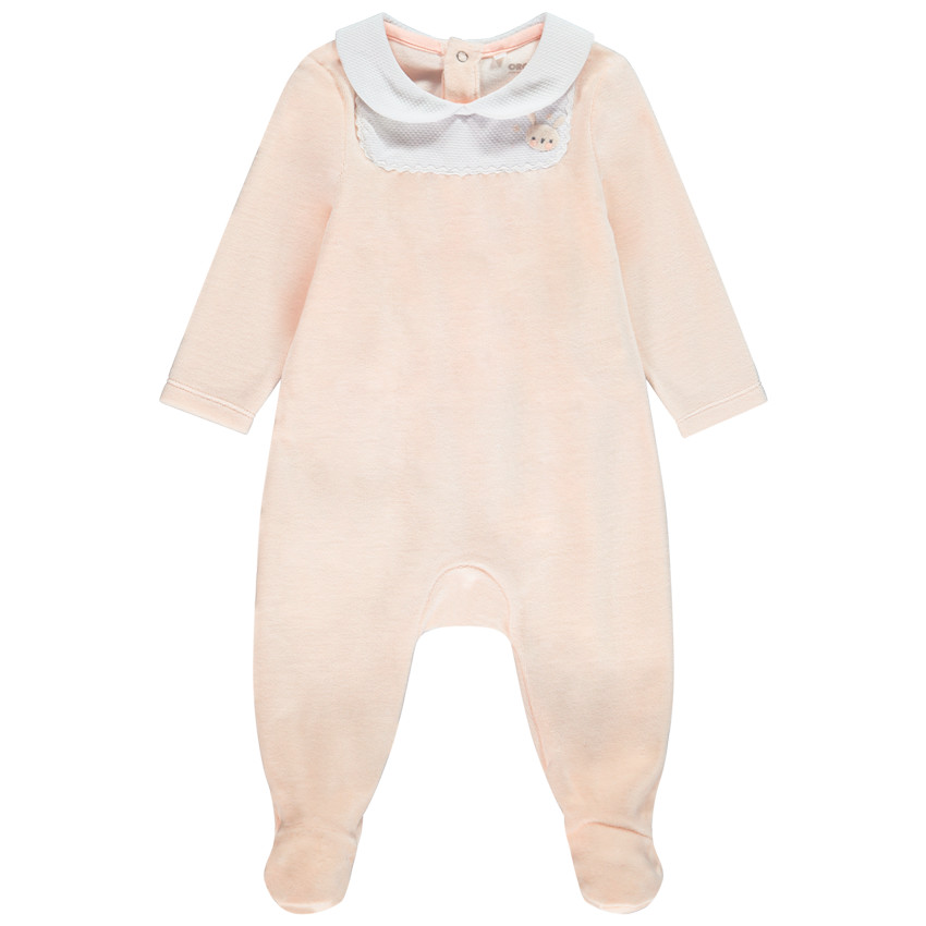 Dors-bien en velours à col pour bébé fille 