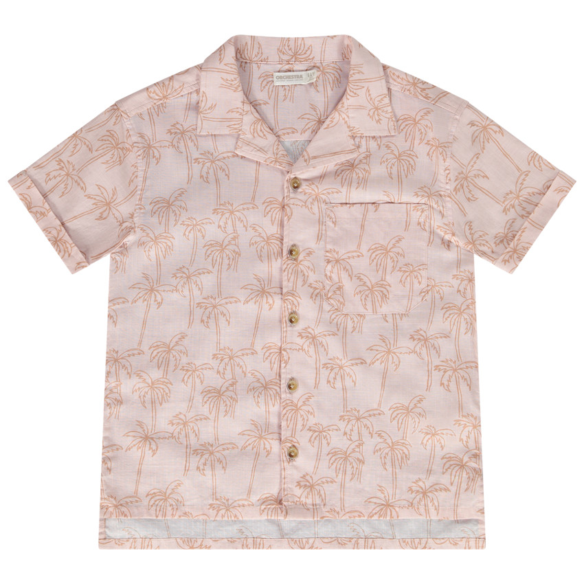 Chemise manches courtes imprimé palmiers et poche pour garçon 