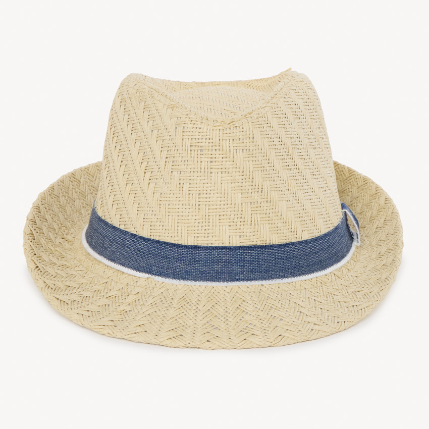 Chapeau trilby en paille avec galon pour garçon 