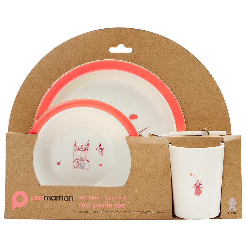 Coffret repas 5 pièces en mélamine - Ma petite fée 