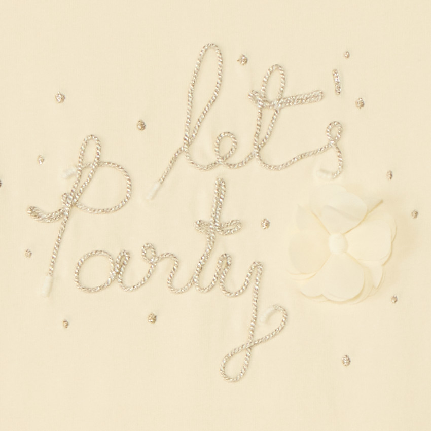 T-shirt manches courtes à cording doré pour fille 