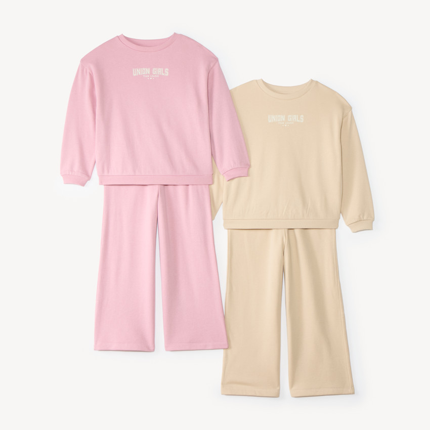 Lot de 2 ensembles de jogging fille avec sweat et pantalon large 