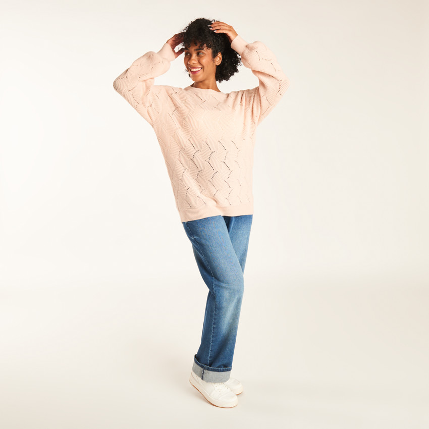 Pull manches longues en tricot torsadé pour femme 