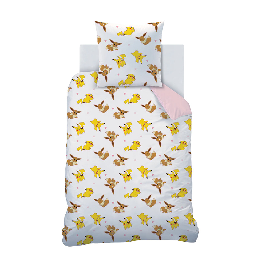 Parure de lit 140x200 cm imprimé Pokémon et Evoli 