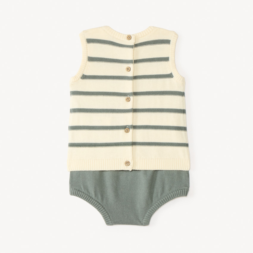 Ensemble 2 pièces débardeur + bloomer en tricot pour bébé garçon 