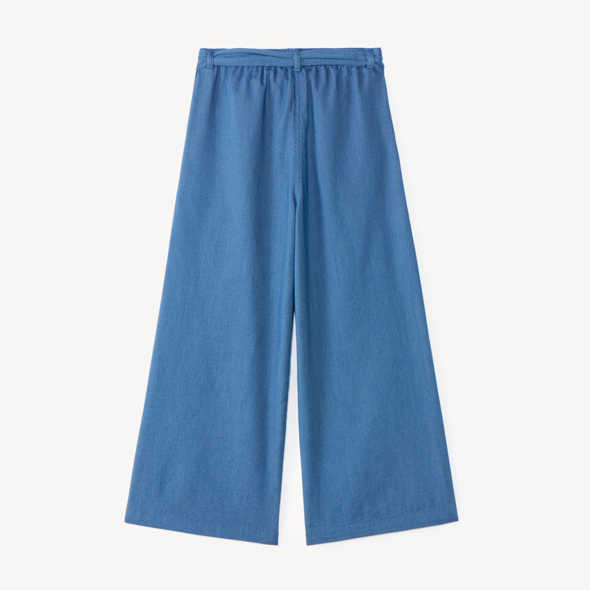Pantalon fille large en toile uni 