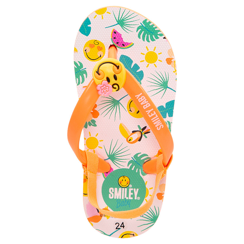 Tongs imprimées Smiley esprit tropical avec lanière élastiquée 