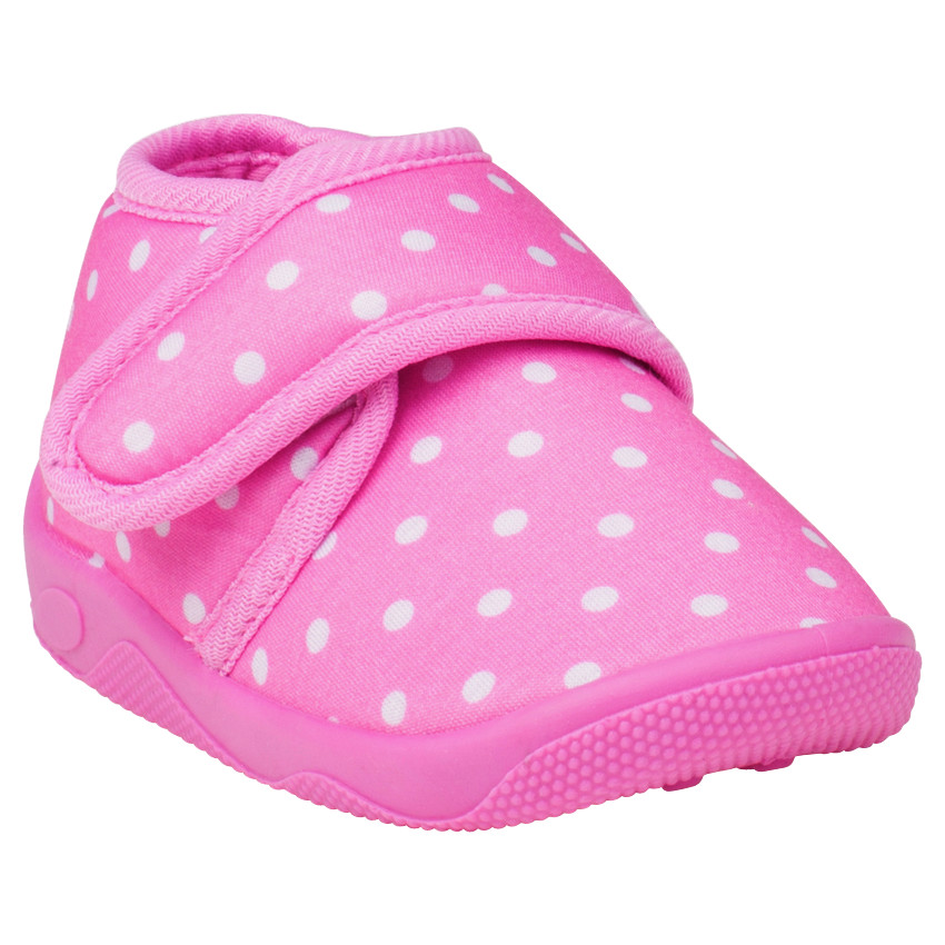 Chaussons à pois forme bottillon à scratch 