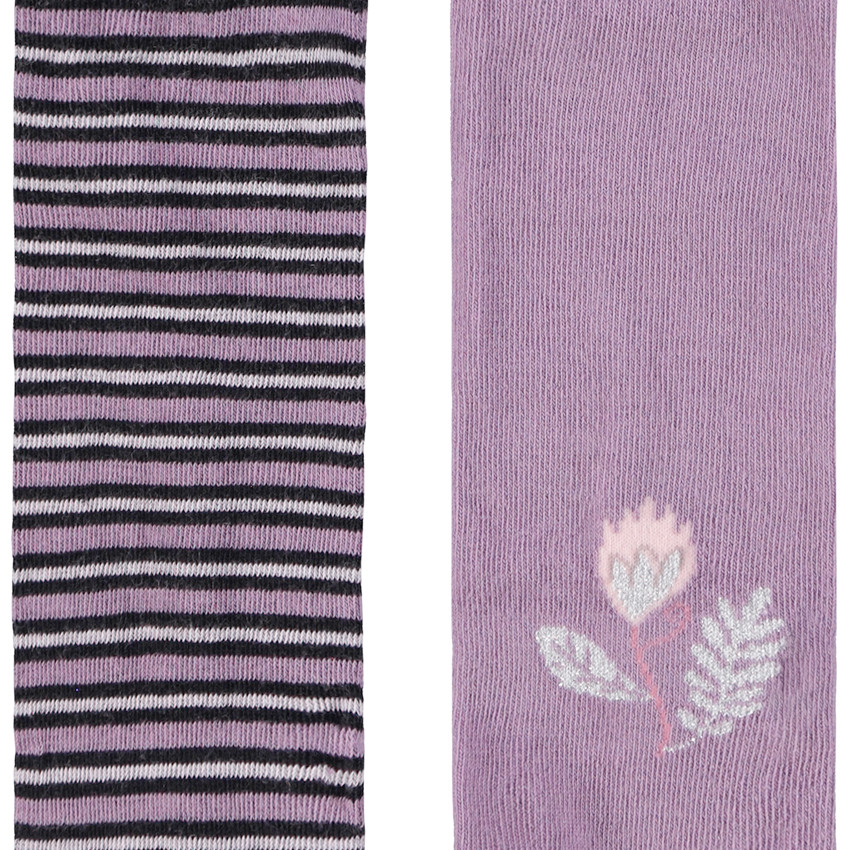 Lot de 2 collants épais en maille imprimé fantaisie pour fille 