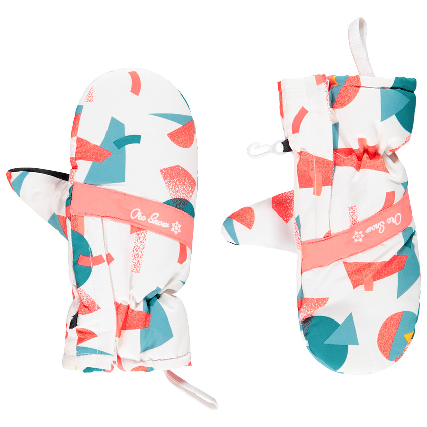Moufles de ski imprimées doublées micropolaire pour enfant fille