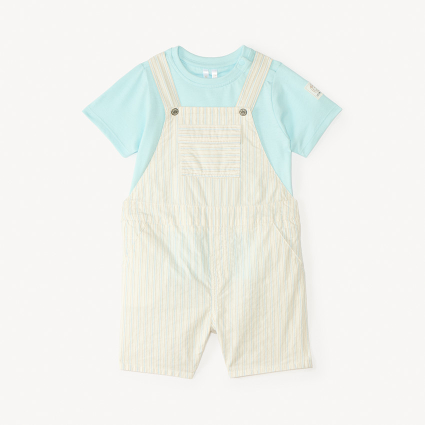 Ensemble salopette et t-shirt manches courtes uni pour bébé garçon 