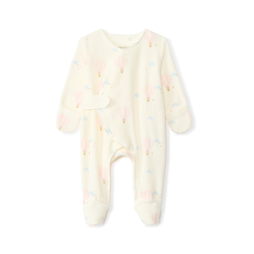 Dors-bien en velours imprimé montgolfières pour bébé fille prématurée