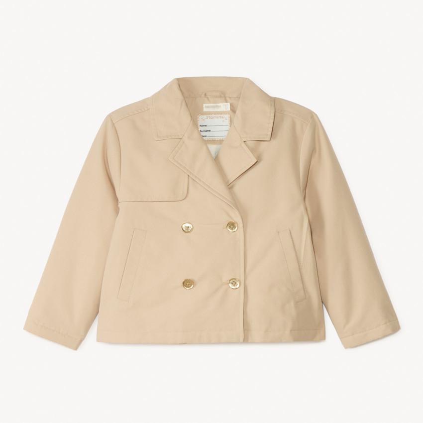Trench court uni en toile pour fille