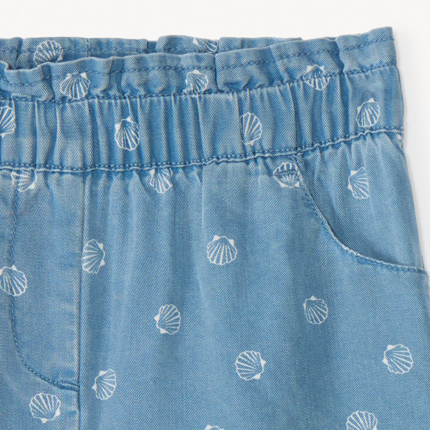 Short en sergé imprimé fantaisie pour bébé fille 