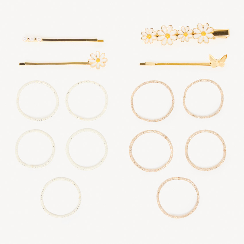 Lot de 4 barrettes + 10 élastiques 