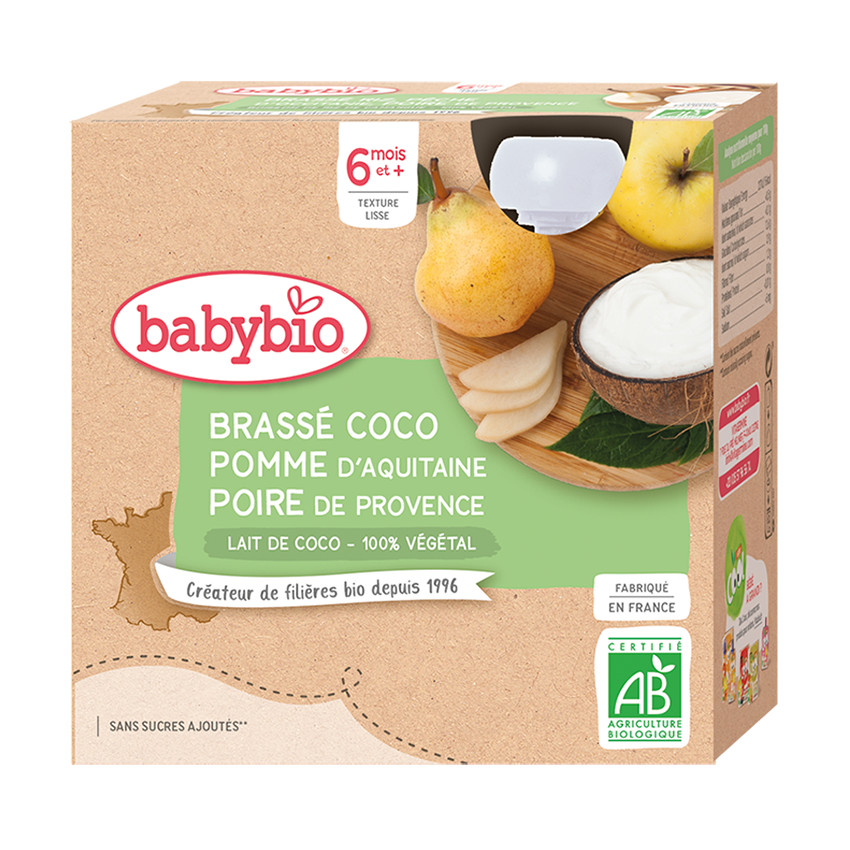 Pack de 4 gourdes brassé lait de coco pomme poire bio 