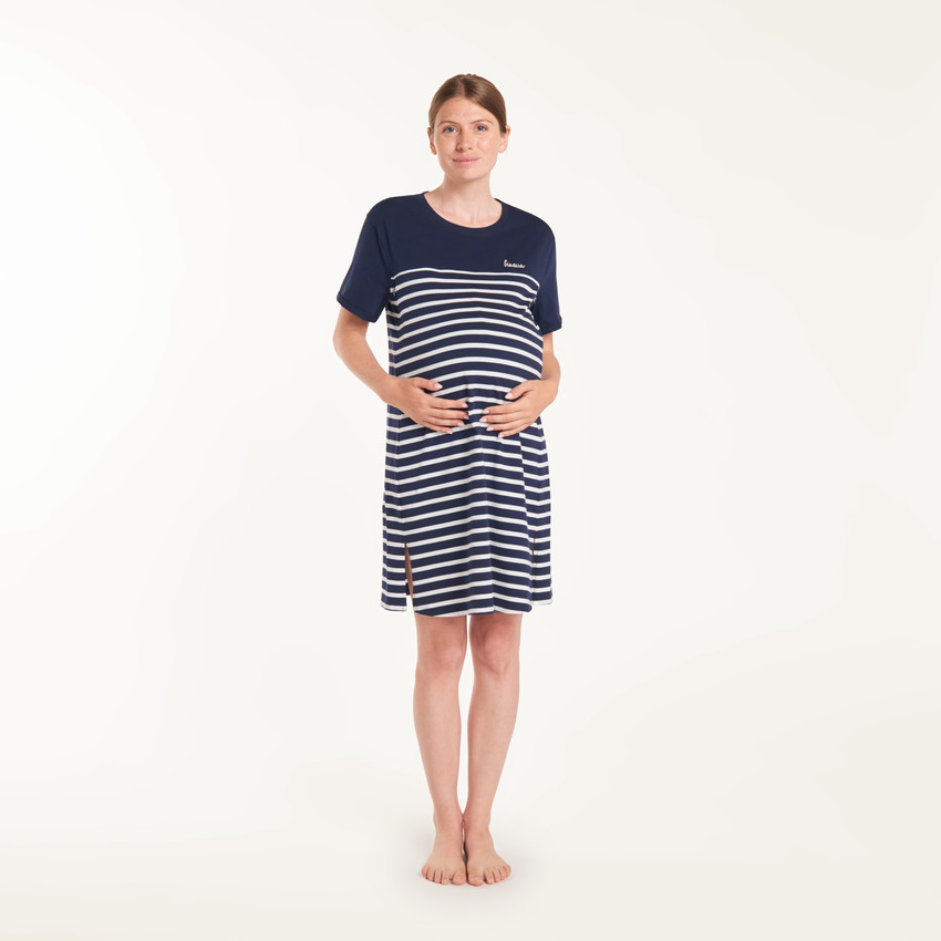Chemise de nuit et d'allaitement + body esprit marinière 