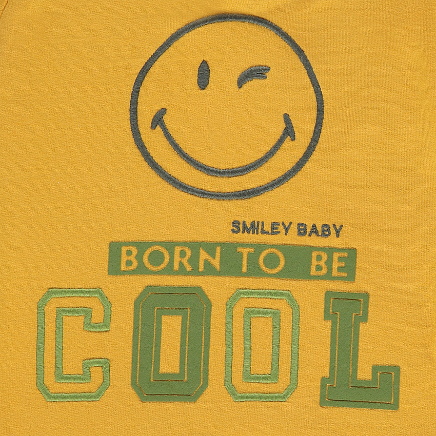 Jogging en molleton avec Smiley brodé et badges 