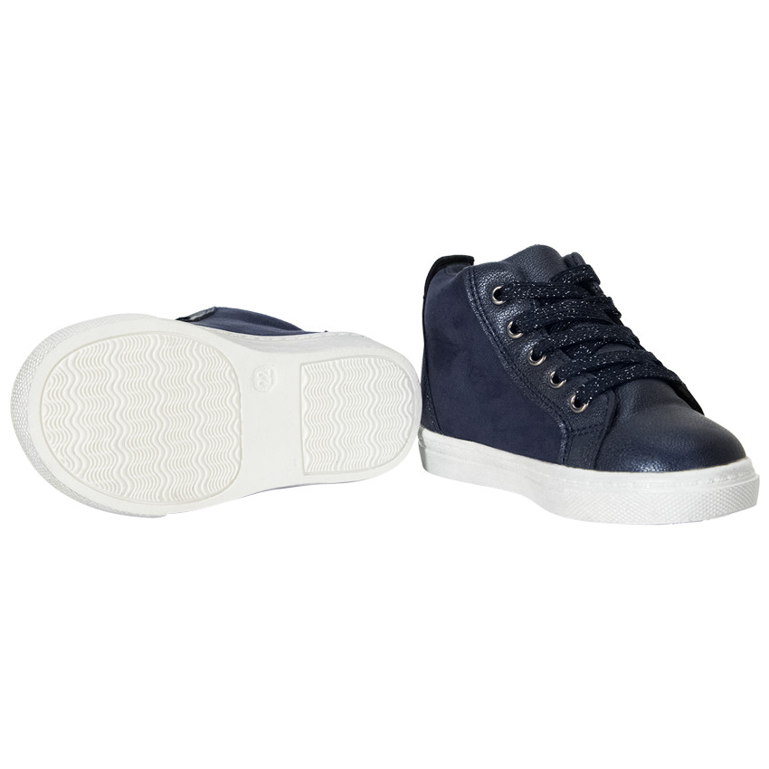 Bottillons marine avec lacets et zip pour bébé fille 