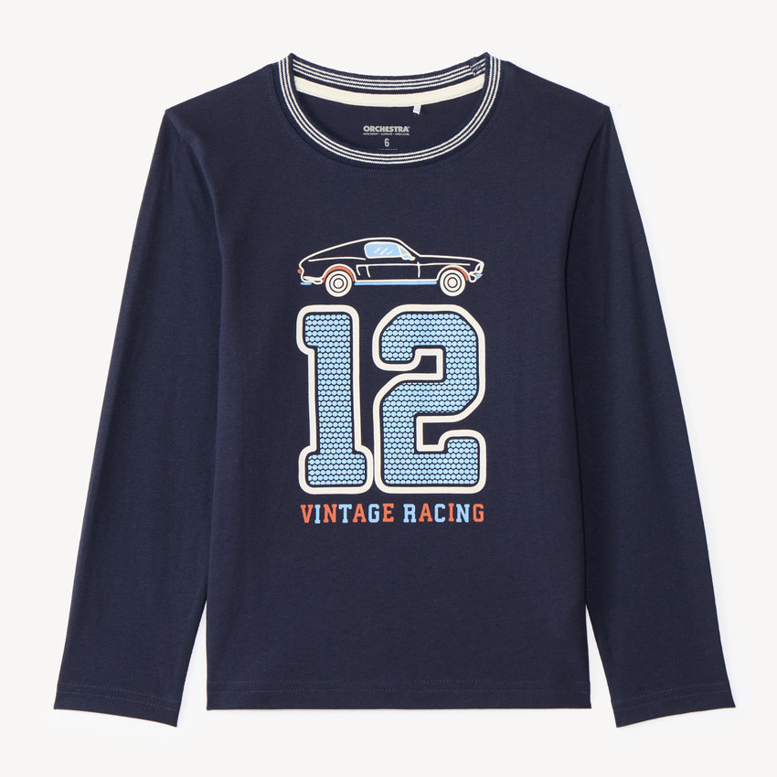 T-shirt manches longues imprimé voiture pour garçon 