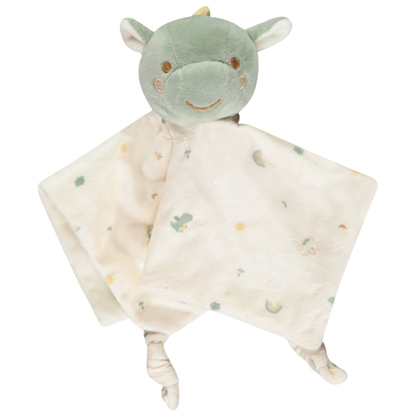 Doudou plat dragon en velours pour bébé garçon 