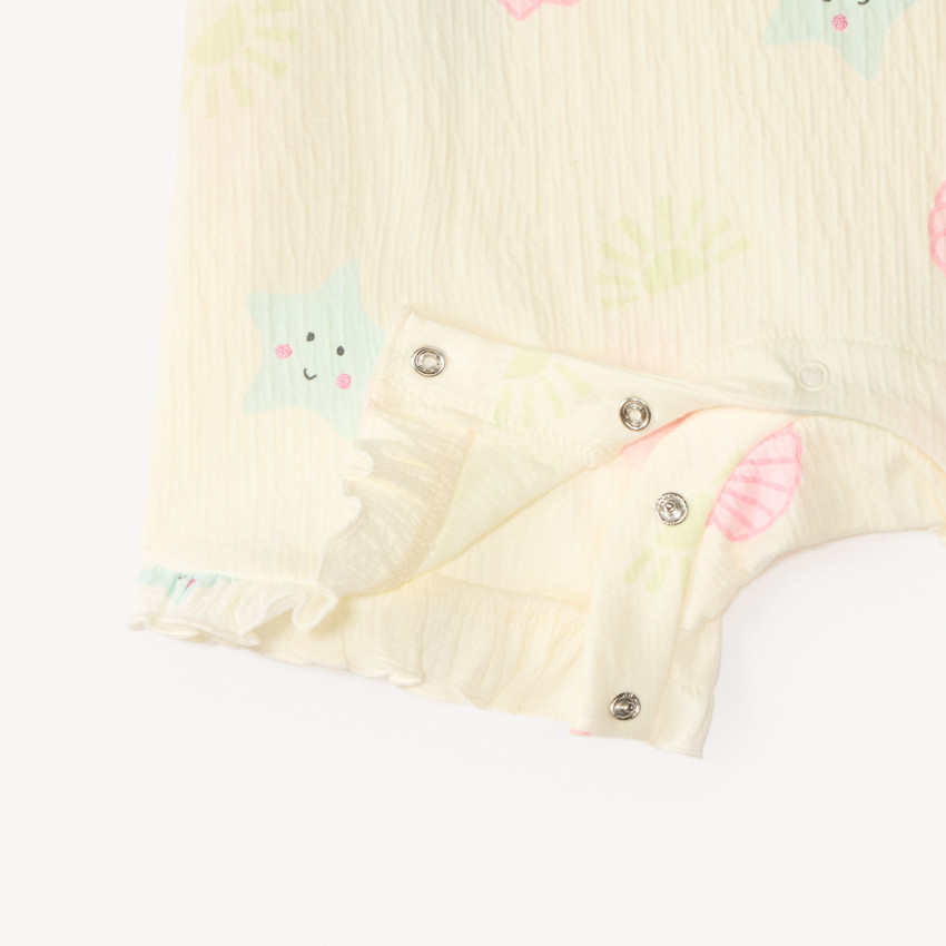 Combinaison courte imprimé plage pour bébé fille  