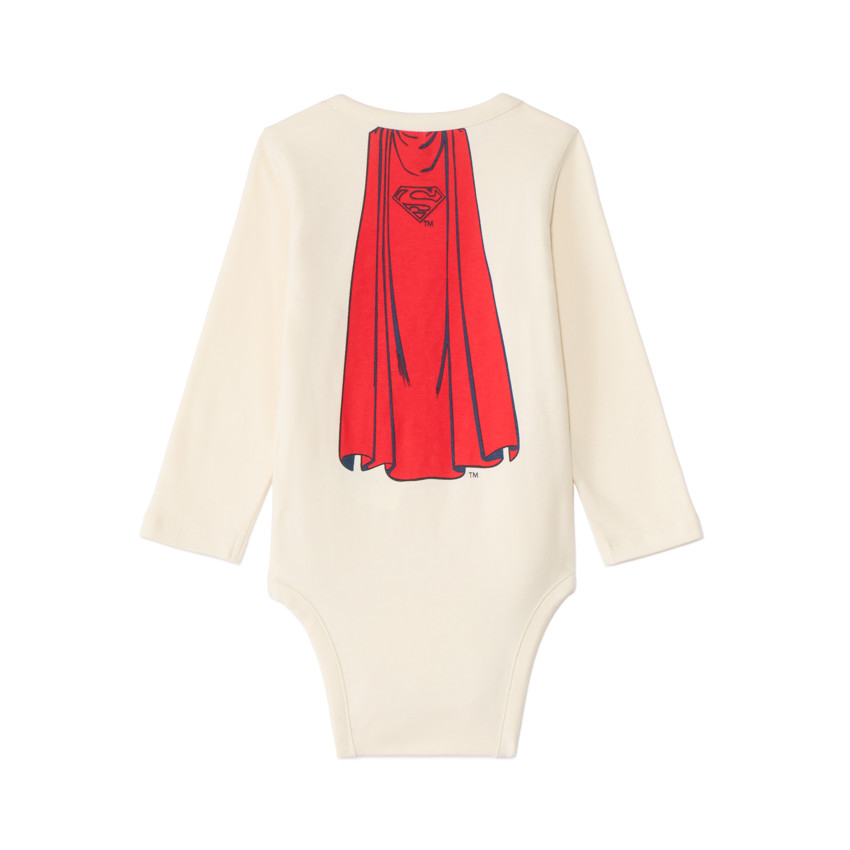 Lot de 3 bodies manches longues Superman pour bébé garçon avec ouvertures différentes selon l'âge 