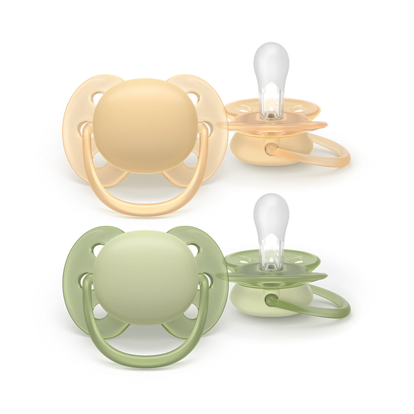 Lot de 2 sucettes silicone 6-18M Ultra Soft unies 