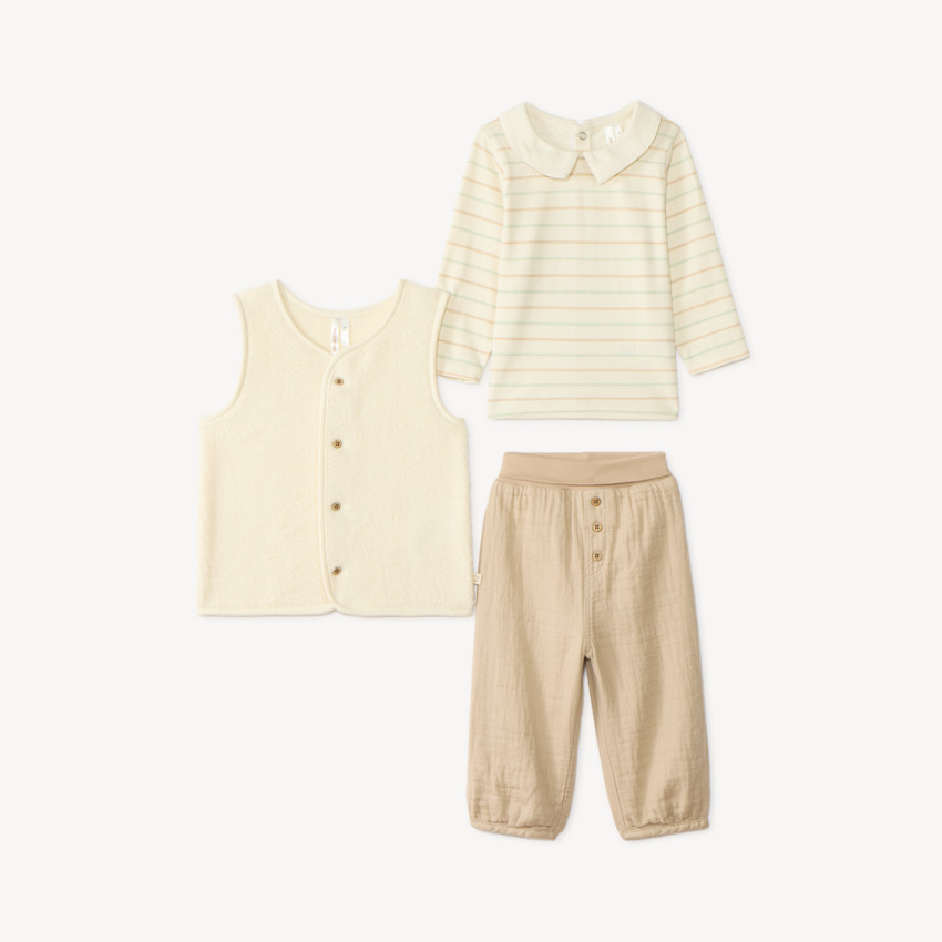 Ensemble long 3 pièces bébé garçon avec gilet sherpa 