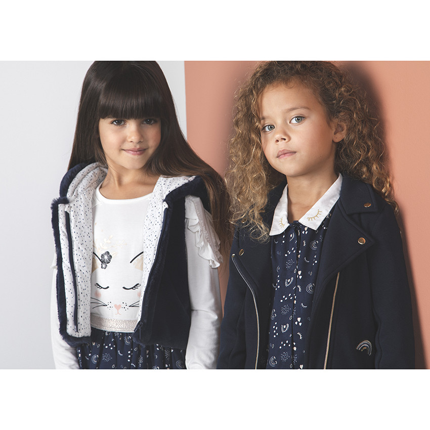 T-shirt manches longues volanté print chat 