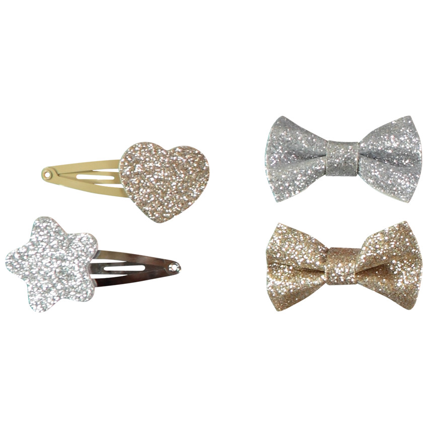 Lot de 4 barrettes glitter pour fille 