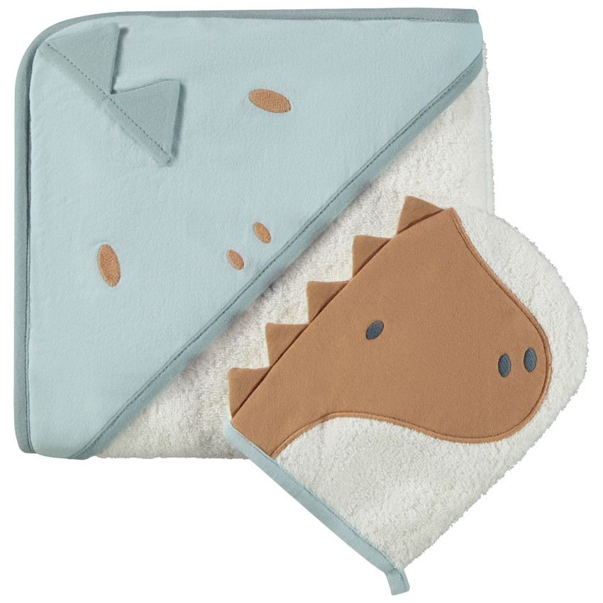 Set de bain cape + gant dinosaure pour bébé garçon 