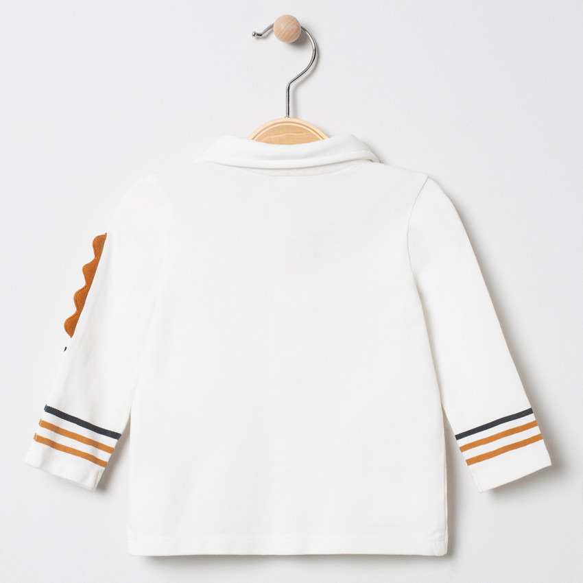 Polo manches longues à bandes et hérisson printé 