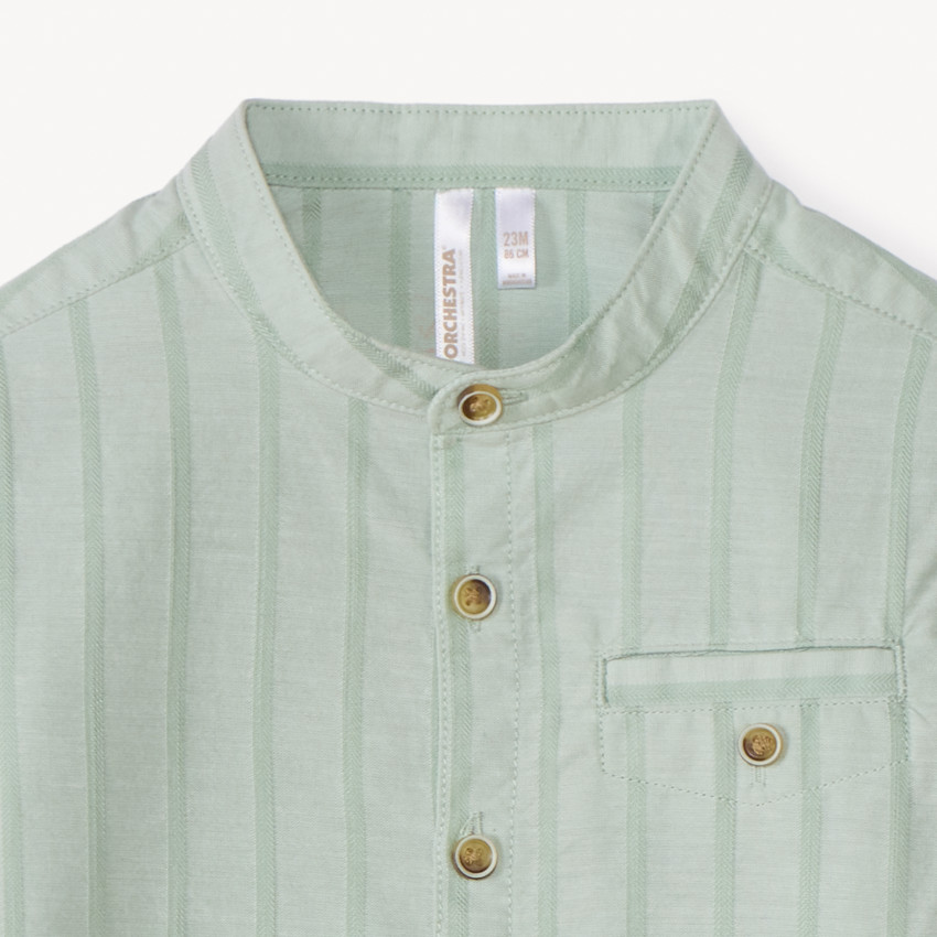 Chemise manches longues rayée col mao pour bébé garçon 