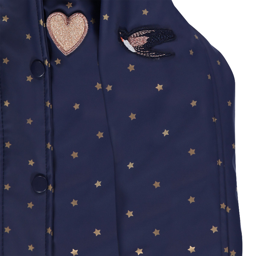 Parka en gomme à capuche amovible doublée sherpa avec étoiles all-over Main Parka en gomme à capuche amovible doublée sherpa avec étoiles all-over